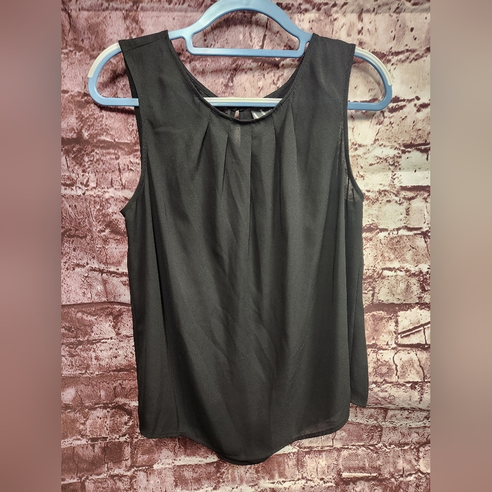Worthington Black Chiffon Sleeveless Top Sz L